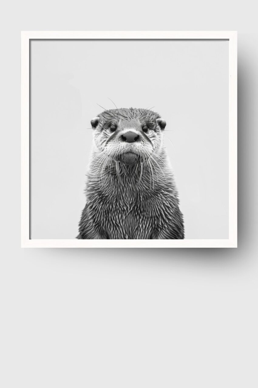 Fotografie Poster Otter nasse Schnauze schwarz-weiß