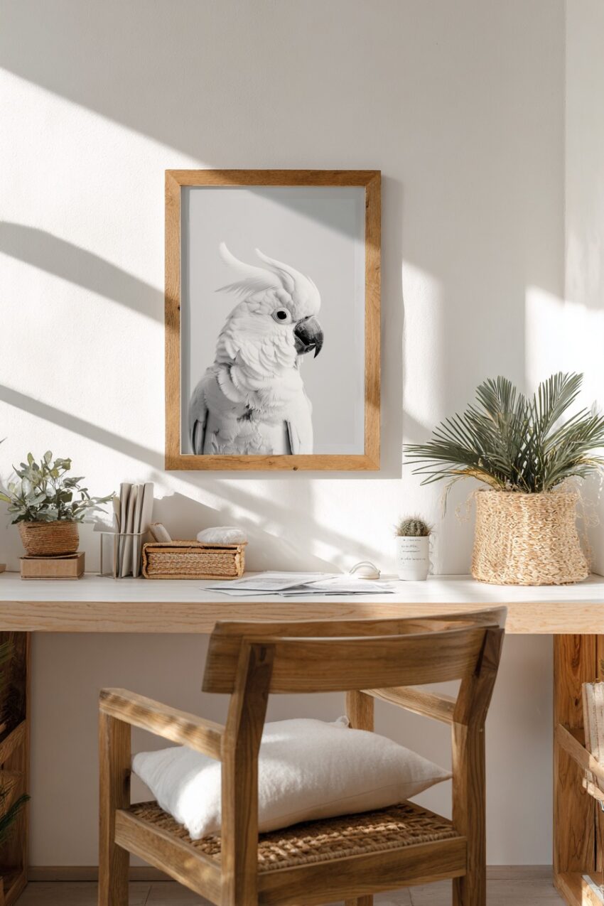 Fotografie Poster Kakadu Weiß elegant monochrom