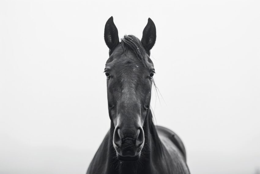 Fotografie Poster Pferd Frontalansicht Schwarz-Weiß