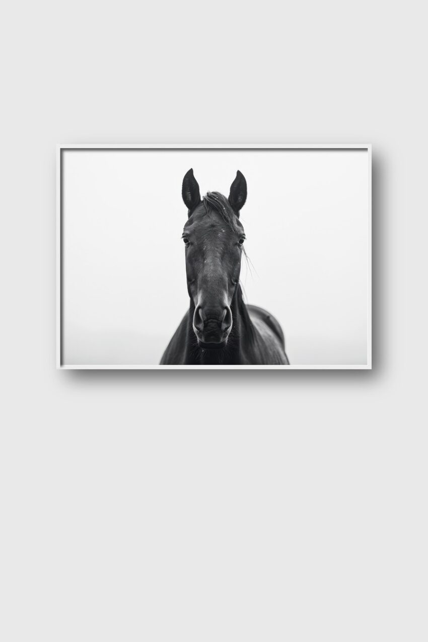 Fotografie Poster Pferd Frontalansicht Schwarz-Weiß