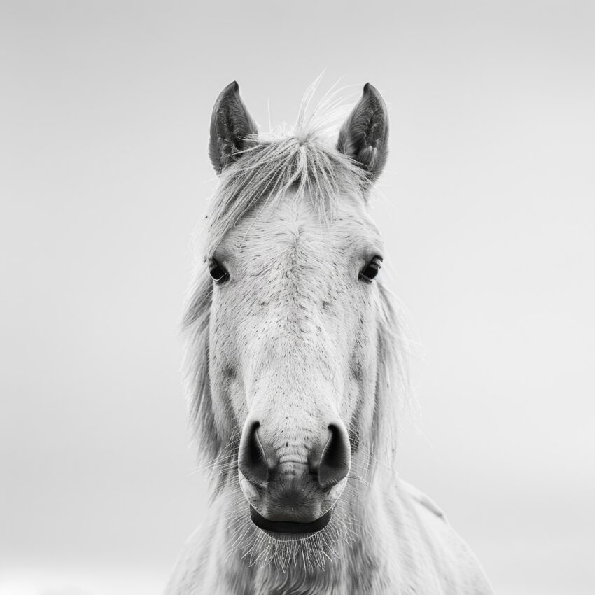 Fotografie Poster Pferd Porträt frontal schwarz-weiß