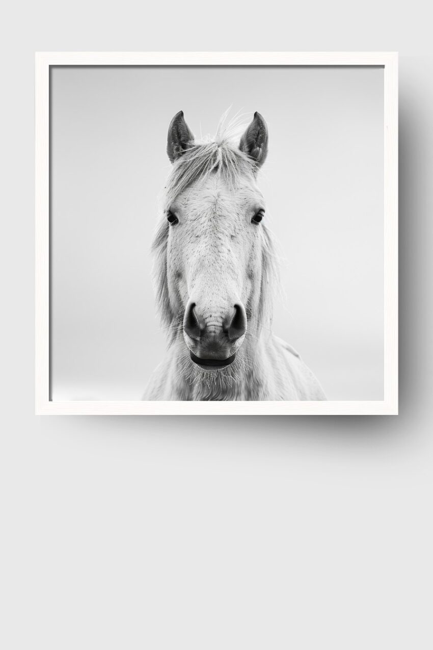Fotografie Poster Pferd Porträt frontal schwarz-weiß