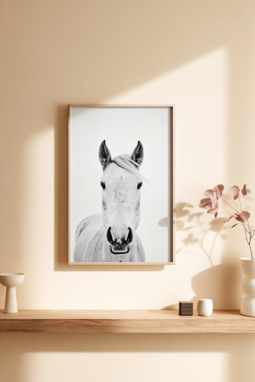 Fotografie Poster Pferd Porträt schwarz-weiß