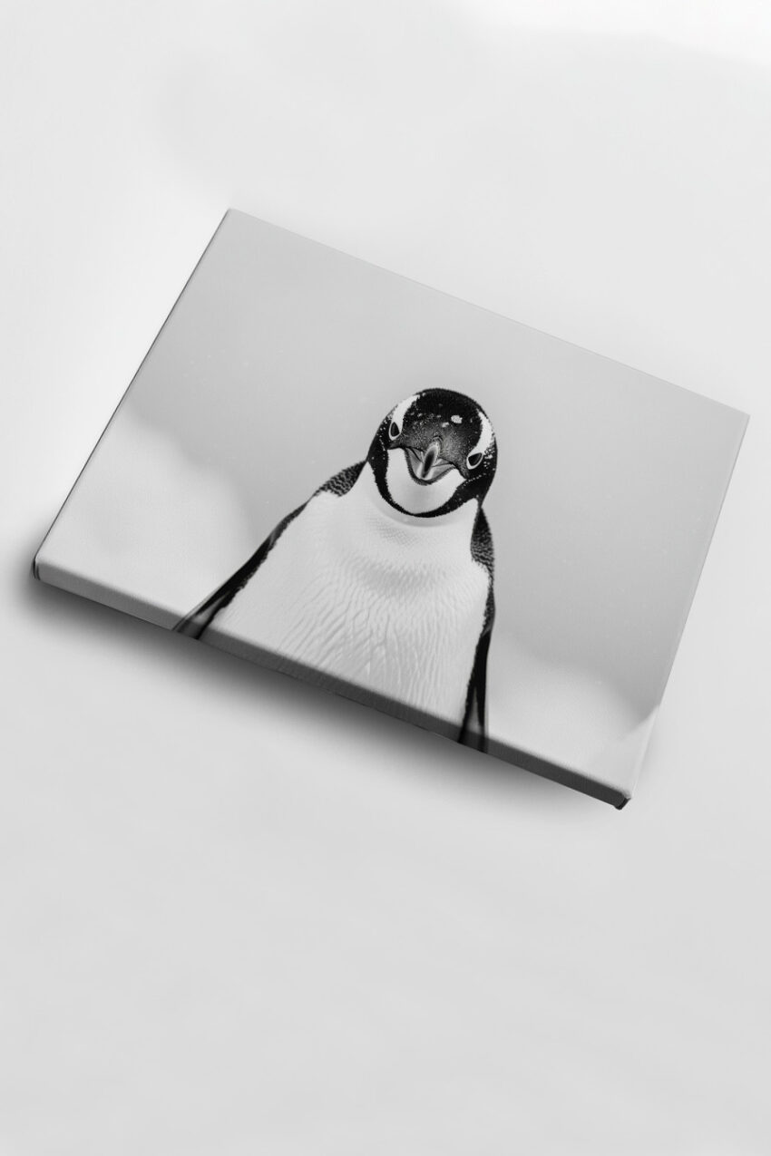 Fotografie Poster Pinguin Kopf frontal schwarz-weiß nah