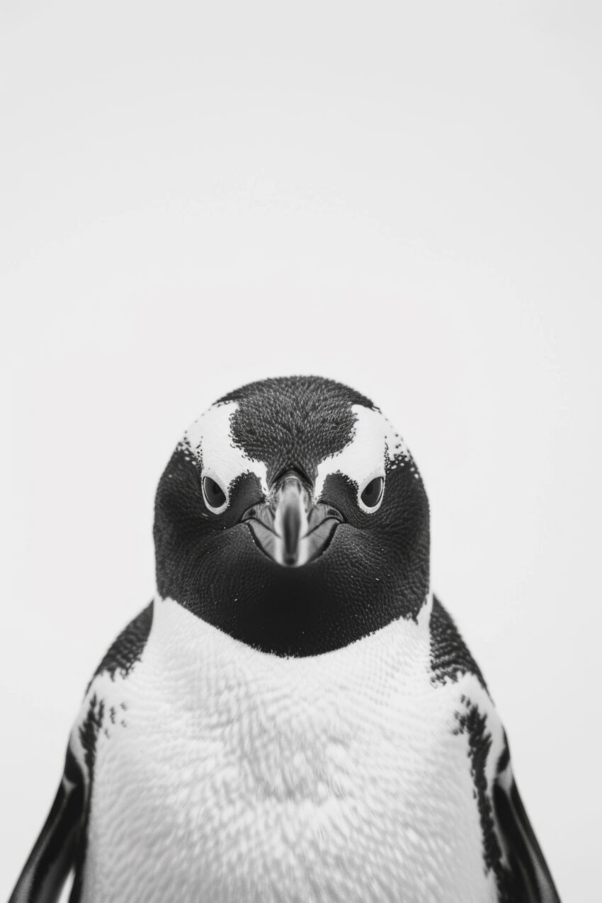 Fotografie Poster Pinguin frontal Schwarz-Weiß