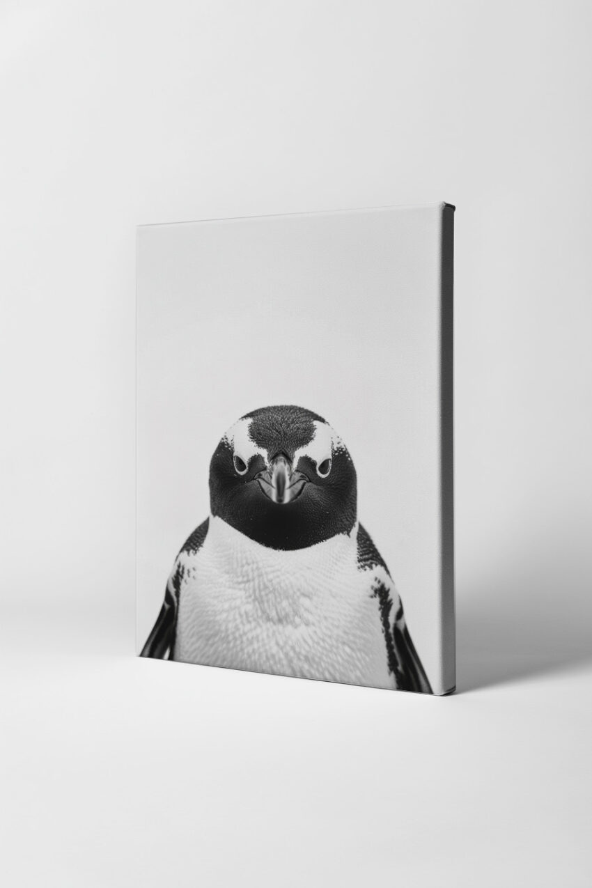 Fotografie Poster Pinguin frontal Schwarz-Weiß