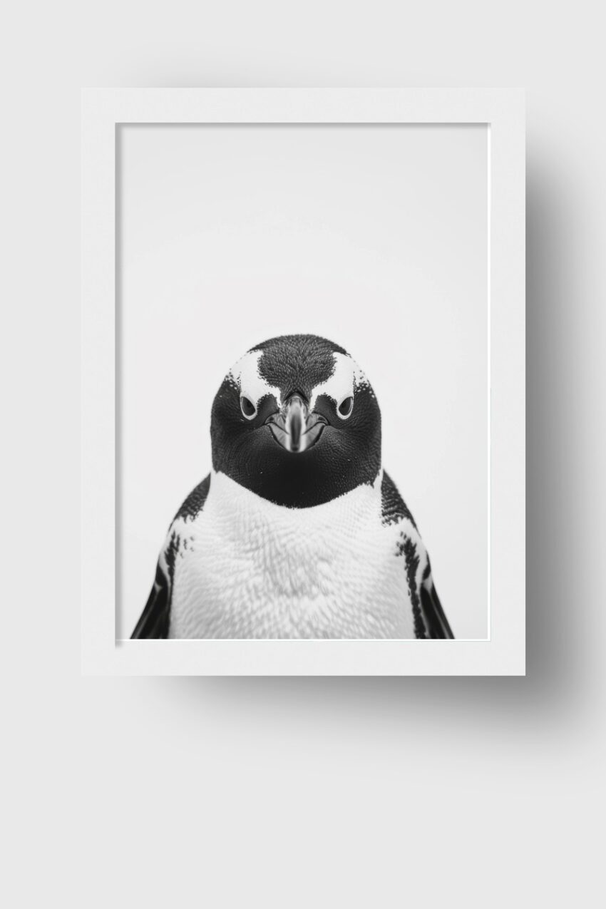 Fotografie Poster Pinguin frontal Schwarz-Weiß
