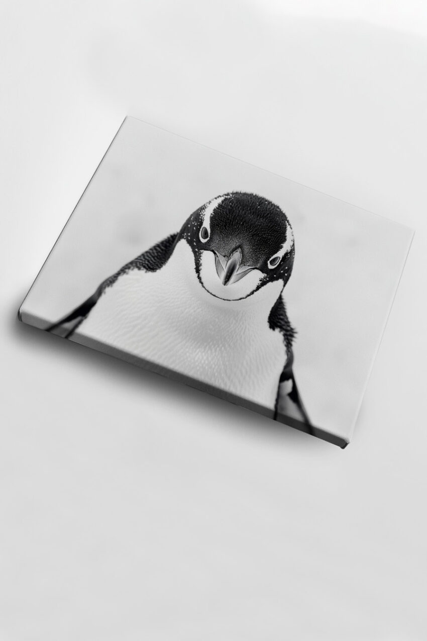 Fotografie Poster Pinguin frontal schwarz-weiß klar