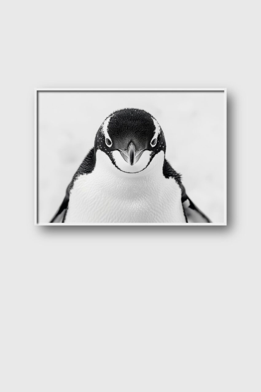 Fotografie Poster Pinguin frontal schwarz-weiß klar