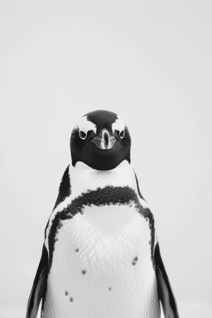Fotografie Poster Pinguin schwarz-weiß frontal