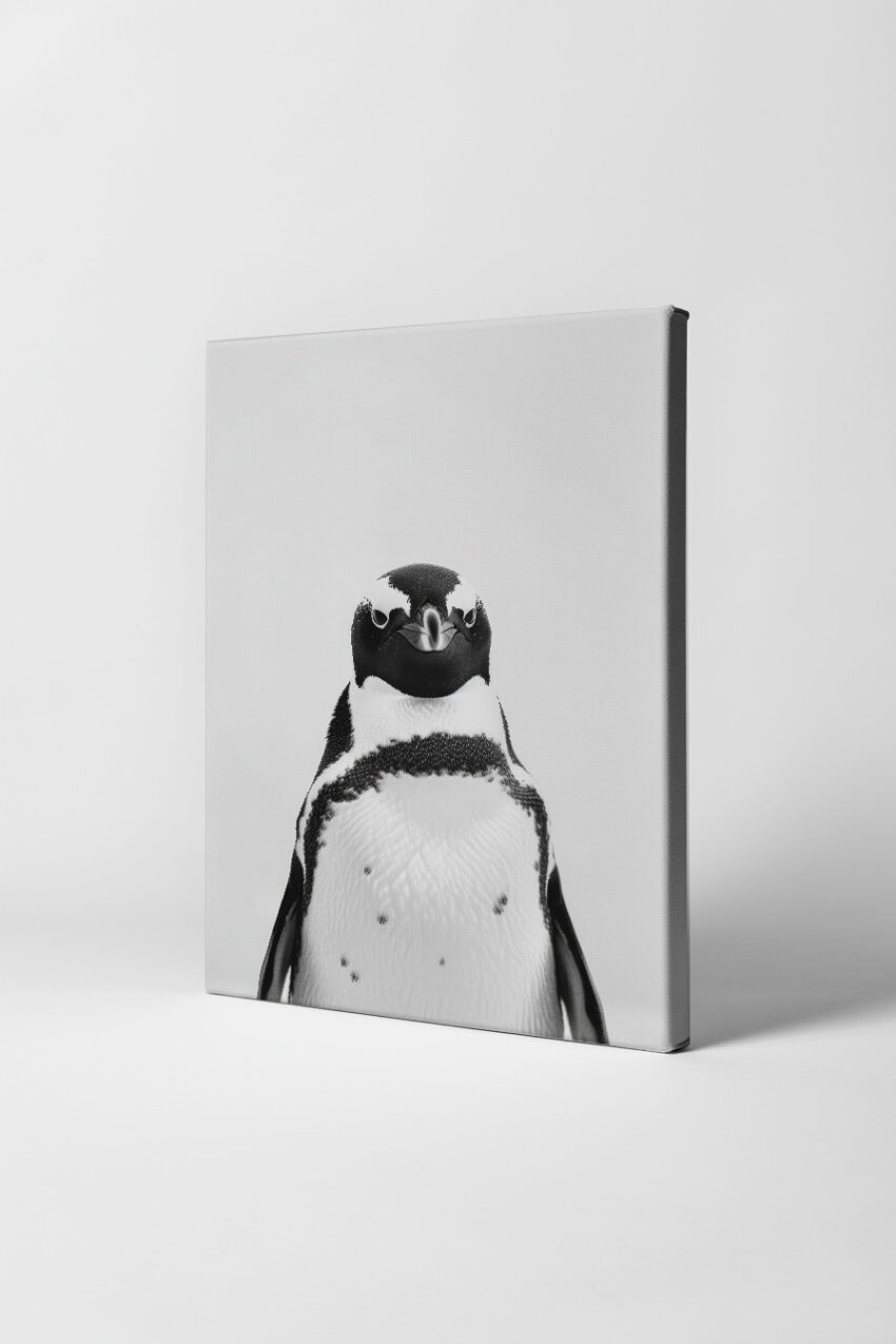 Fotografie Poster Pinguin schwarz-weiß frontal