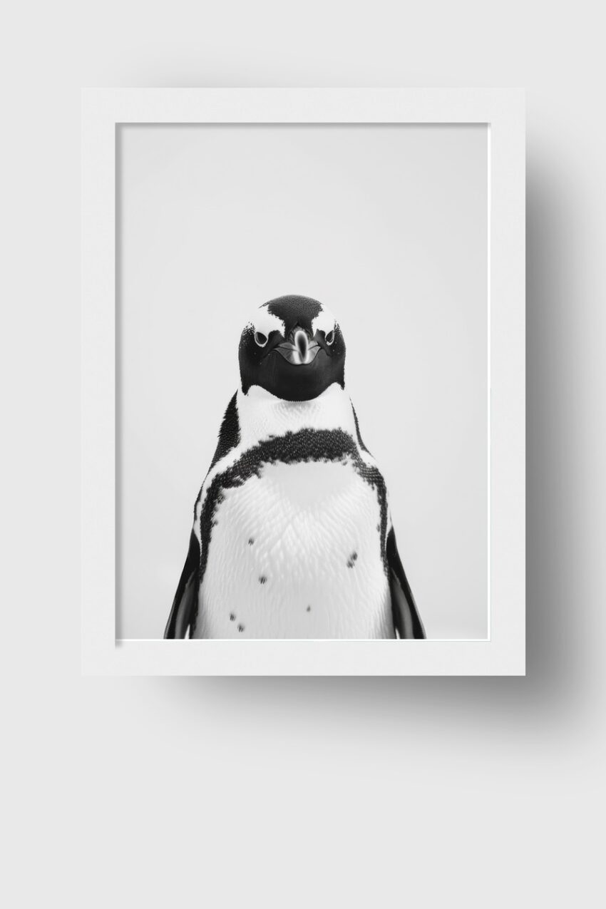 Fotografie Poster Pinguin schwarz-weiß frontal