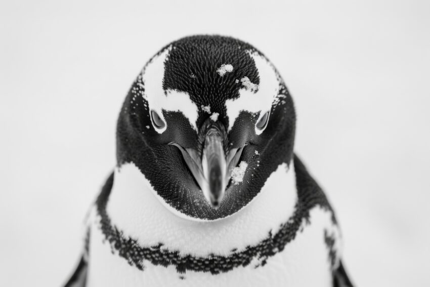 Fotografie Poster Pinguin frontal schwarz-weiß