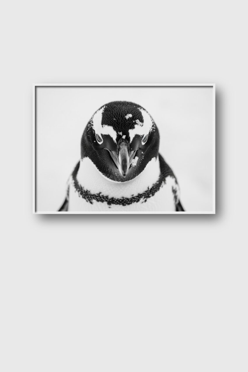 Fotografie Poster Pinguin frontal schwarz-weiß