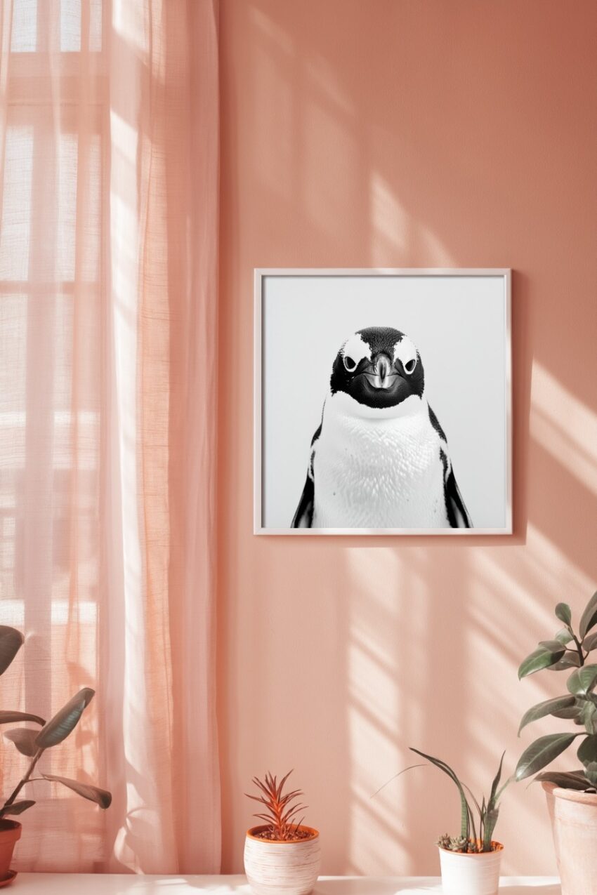 Fotografie Poster Pinguin Porträt schwarz-weiß klar