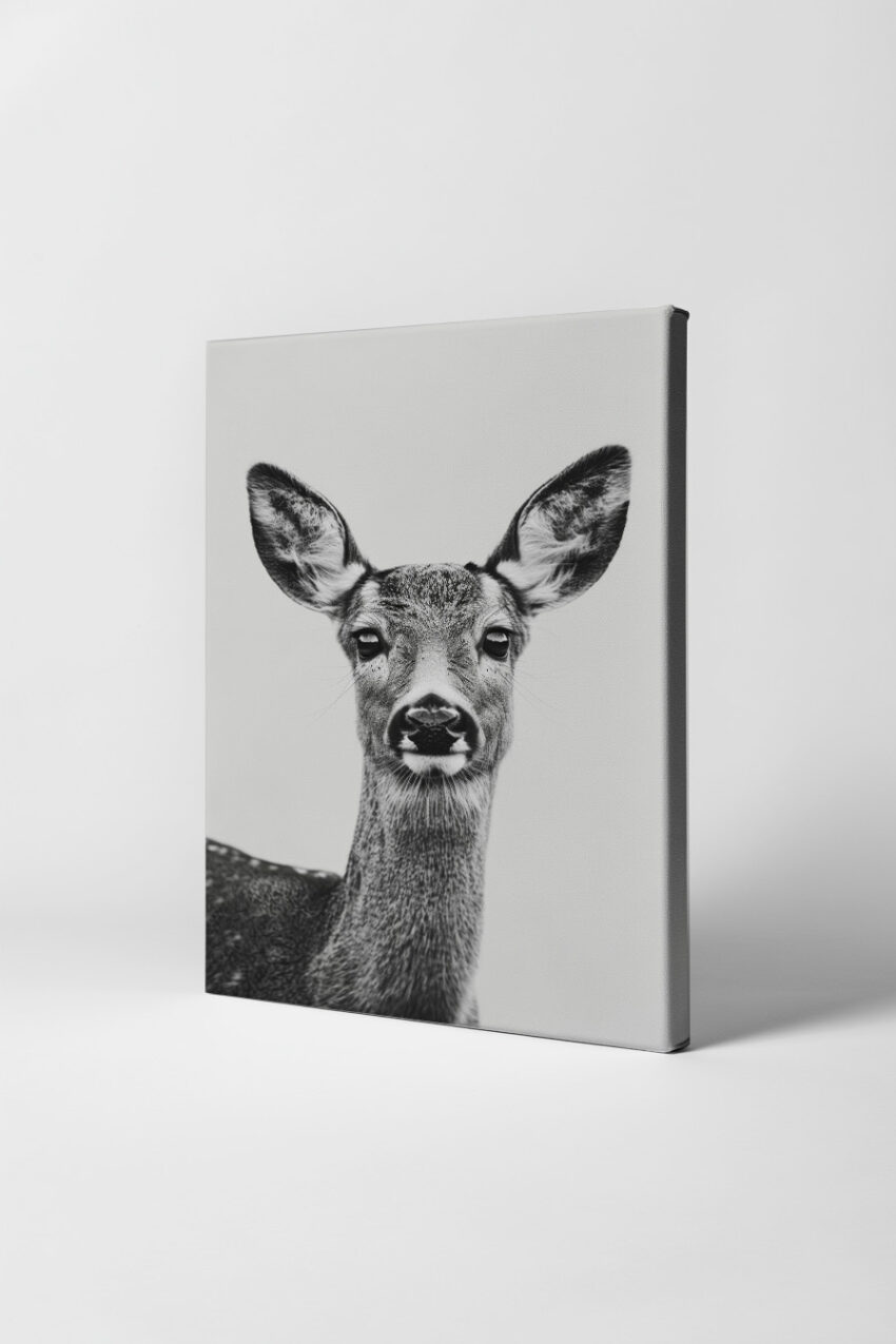 Fotografie Poster Reh frontal schwarz-weiß klar