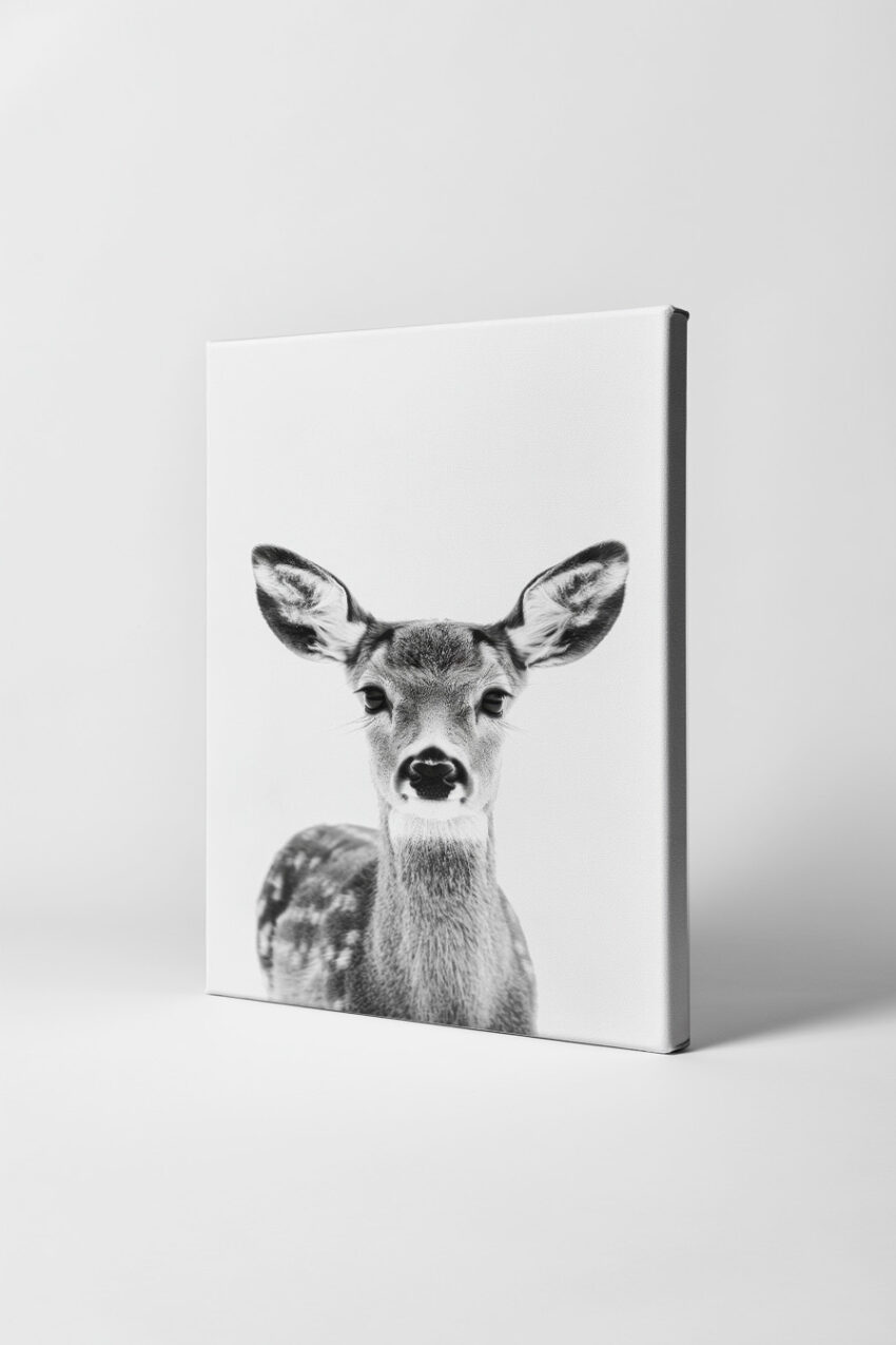 Fotografie Poster Rehkopf frontal schwarz-weiß klar