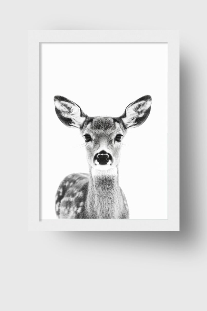 Fotografie Poster Rehkopf frontal schwarz-weiß klar
