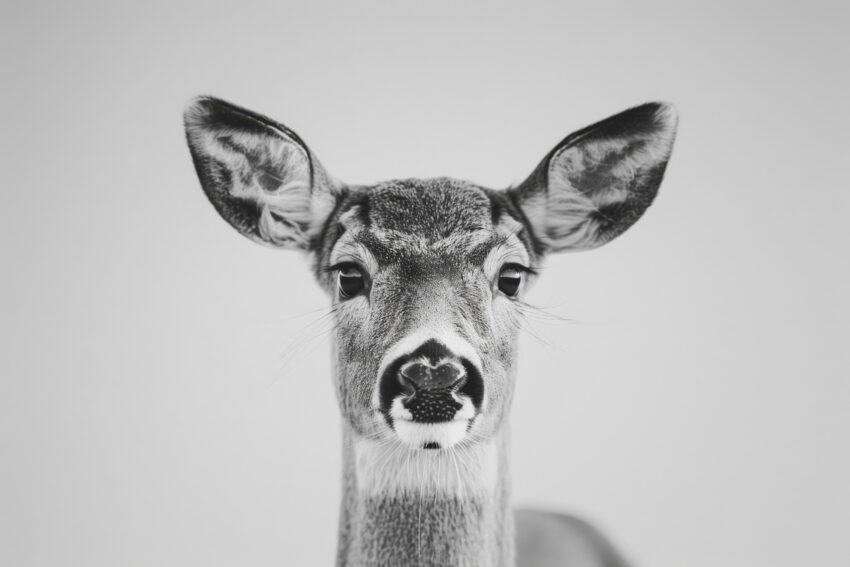 Fotografie Poster Hirsch Nase Nahaufnahme schwarz-weiß