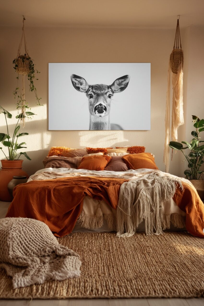 Fotografie Poster Hirsch Nase Nahaufnahme schwarz-weiß