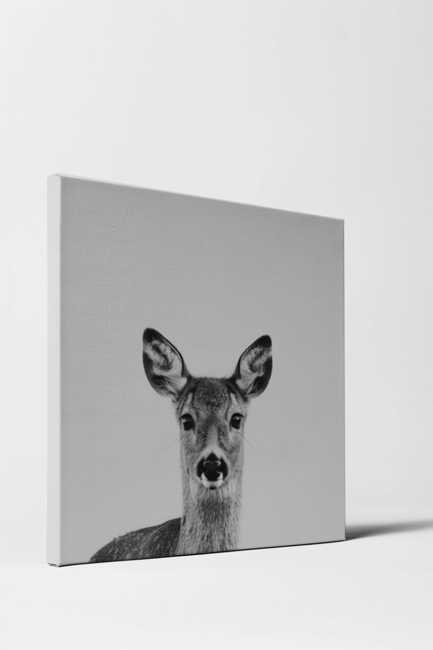 Fotografie Poster Kalb frontal schwarz-weiß minimalistisch