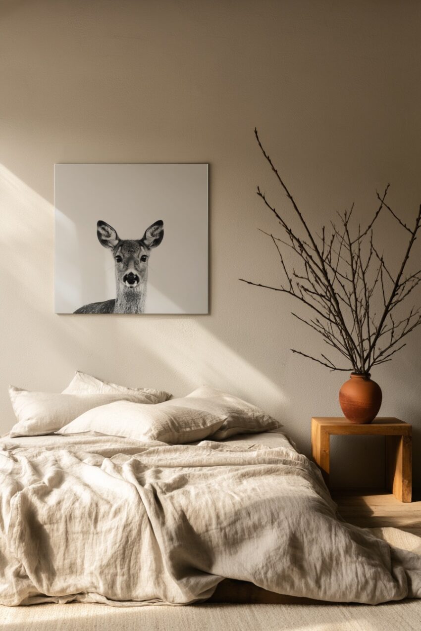 Fotografie Poster Kalb frontal schwarz-weiß minimalistisch