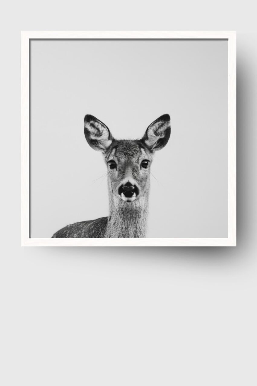 Fotografie Poster Kalb frontal schwarz-weiß minimalistisch