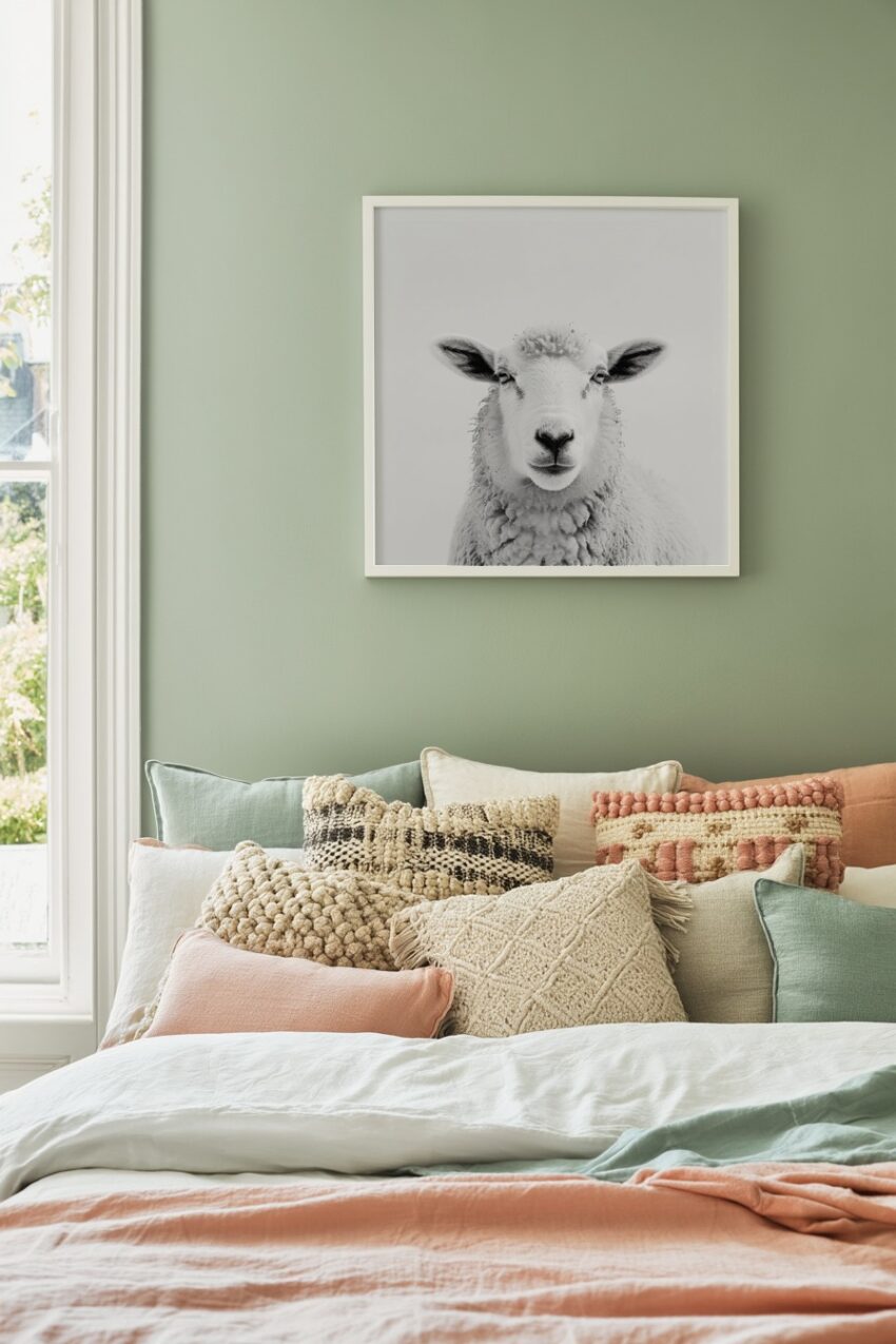 Fotografie Poster Schaf Kopf frontal schwarz-weiß minimalistisch