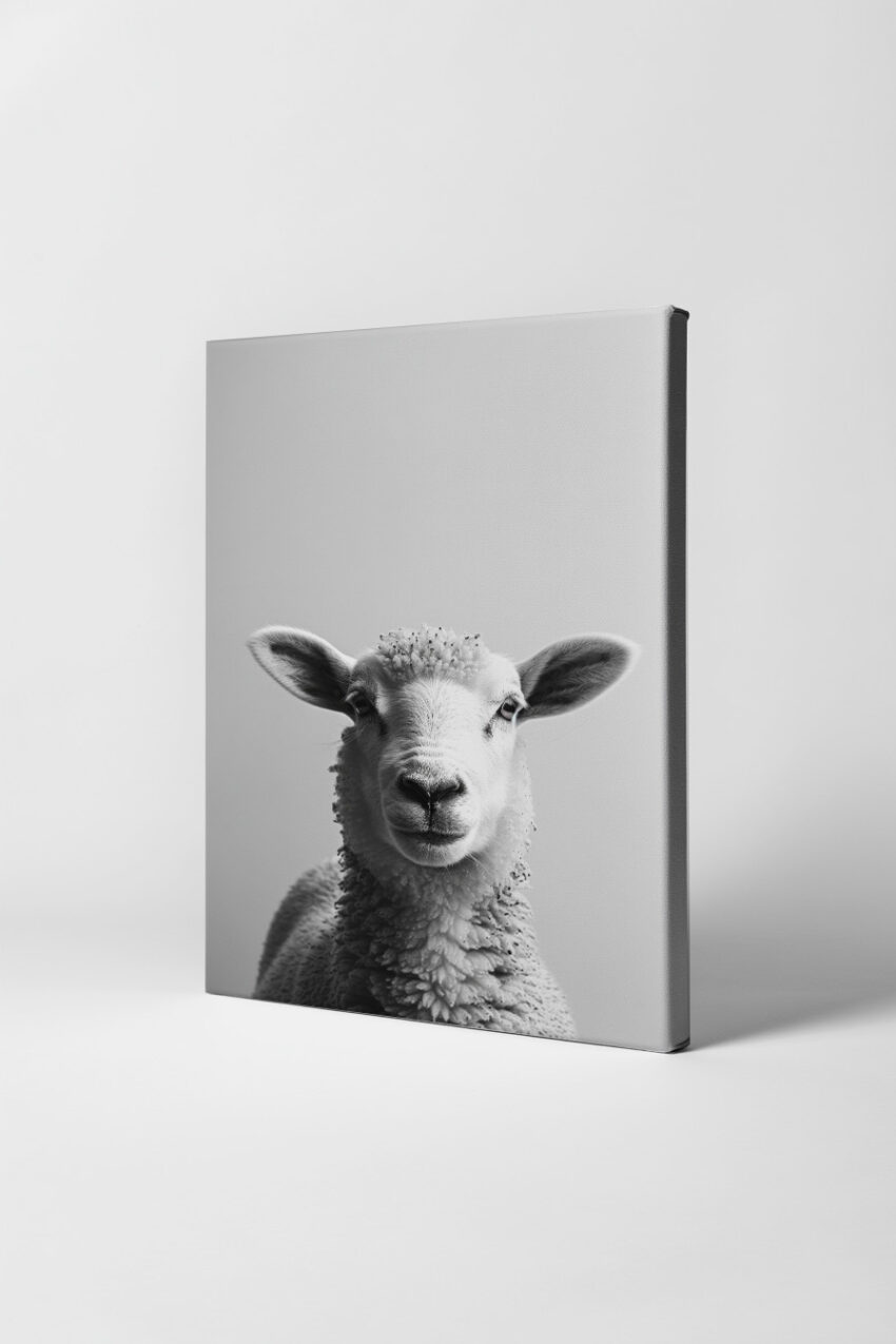 Fotografie Poster Schaf frontal schwarz-weiß minimalistisch