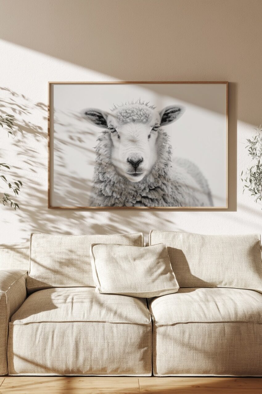 Fotografie Poster Schaf klar monochrom schwarz-weiß