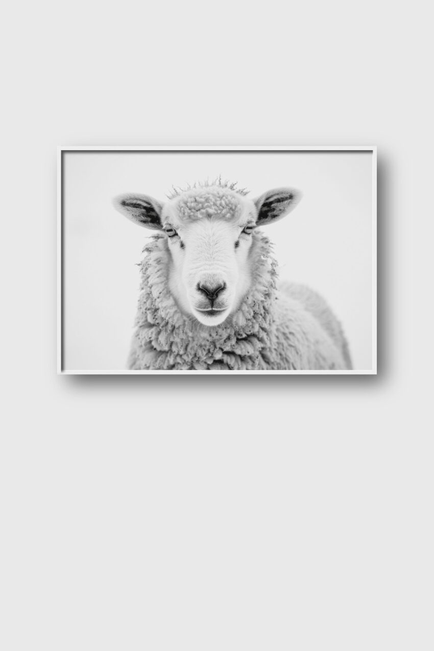 Fotografie Poster Schaf klar monochrom schwarz-weiß