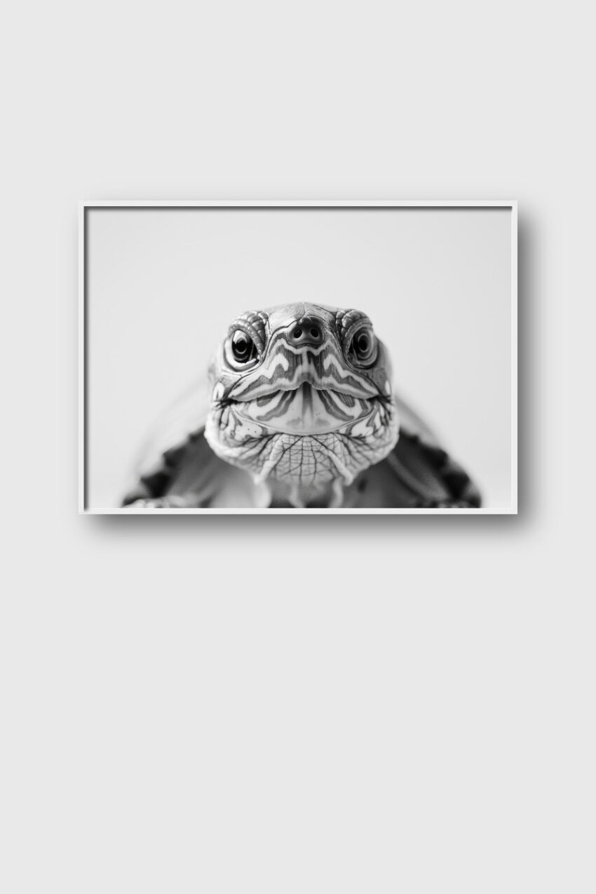 Fotografie Poster Schildkröte Kopf Nahaufnahme schwarz-weiß