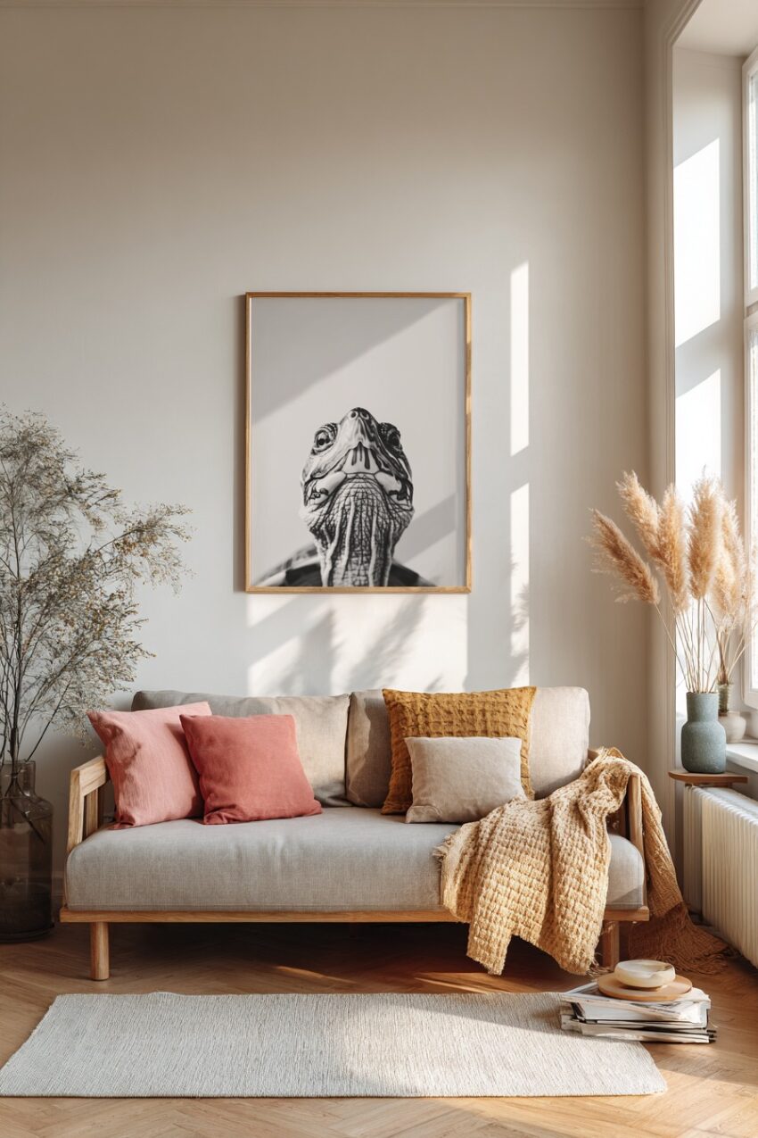 Fotografie Poster Schildkröte Kopf schwarz-weiß nah