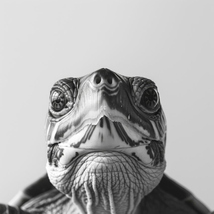 Fotografie Poster Schildkröte Nahaufnahme schwarz-weiß