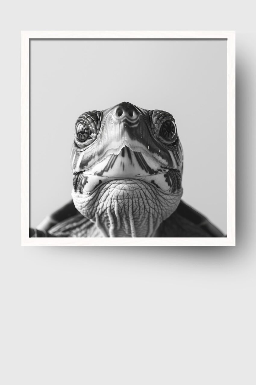 Fotografie Poster Schildkröte Nahaufnahme schwarz-weiß