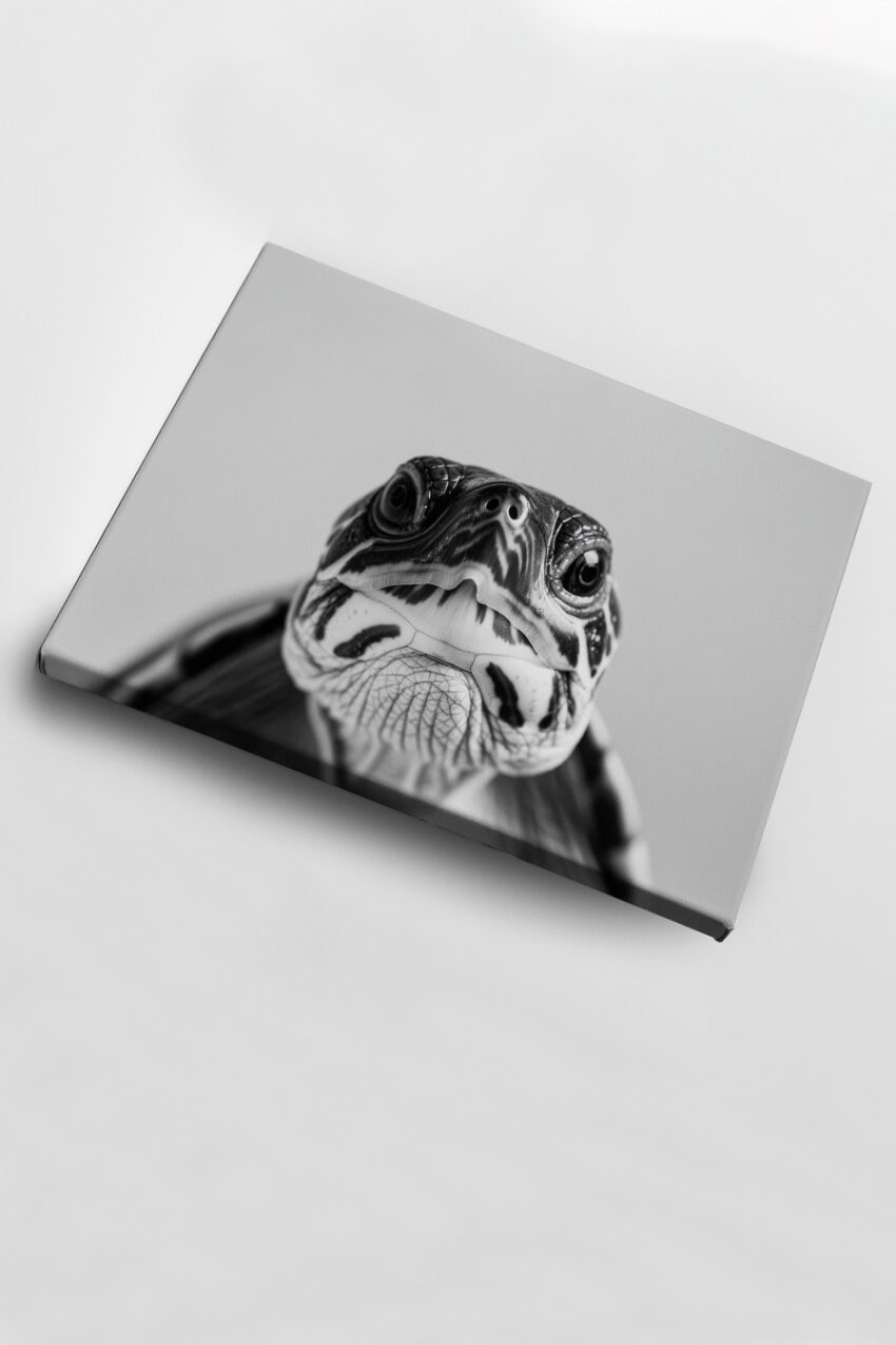 Fotografie Poster Schildkröte frontal schwarz-weiß