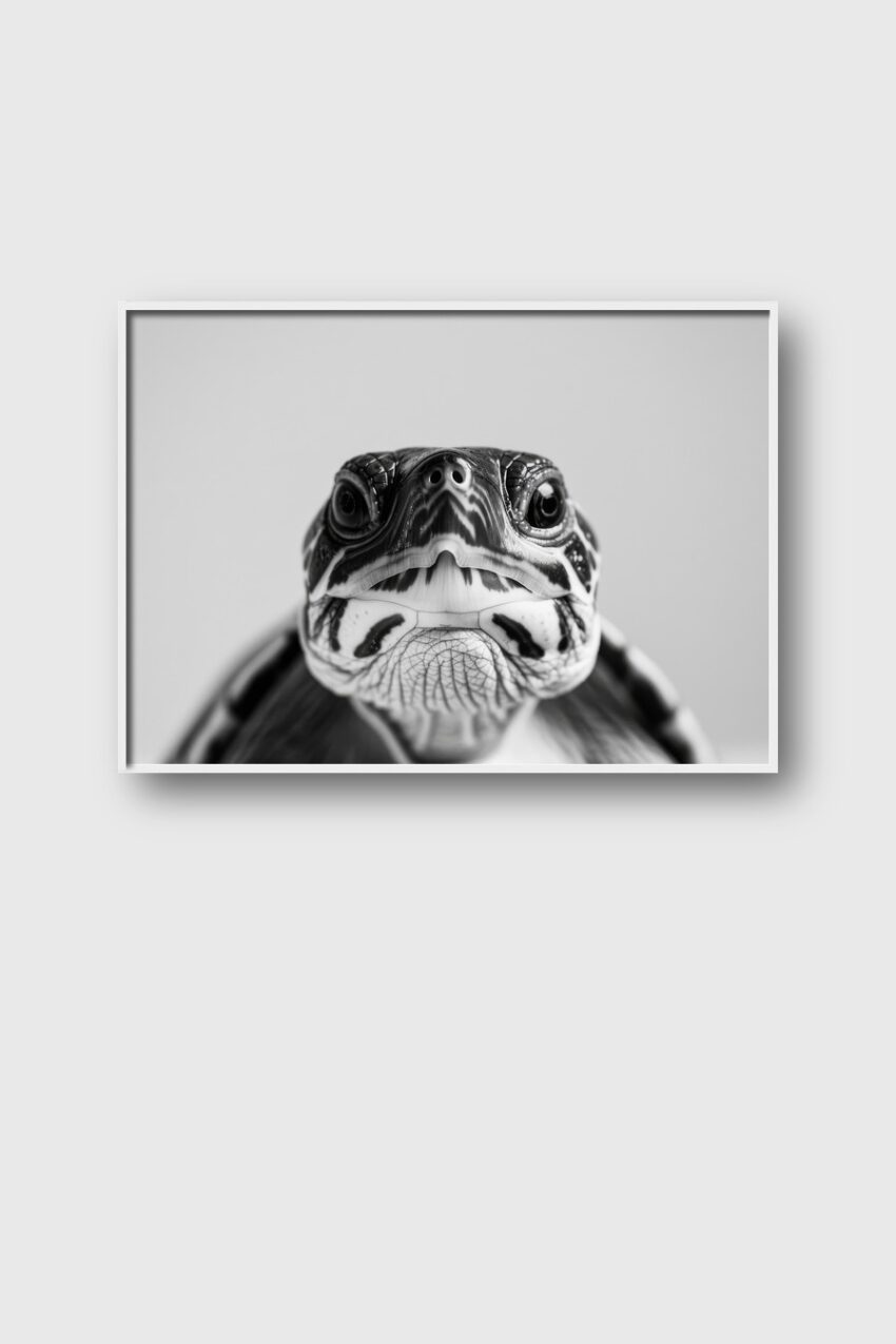 Fotografie Poster Schildkröte frontal schwarz-weiß