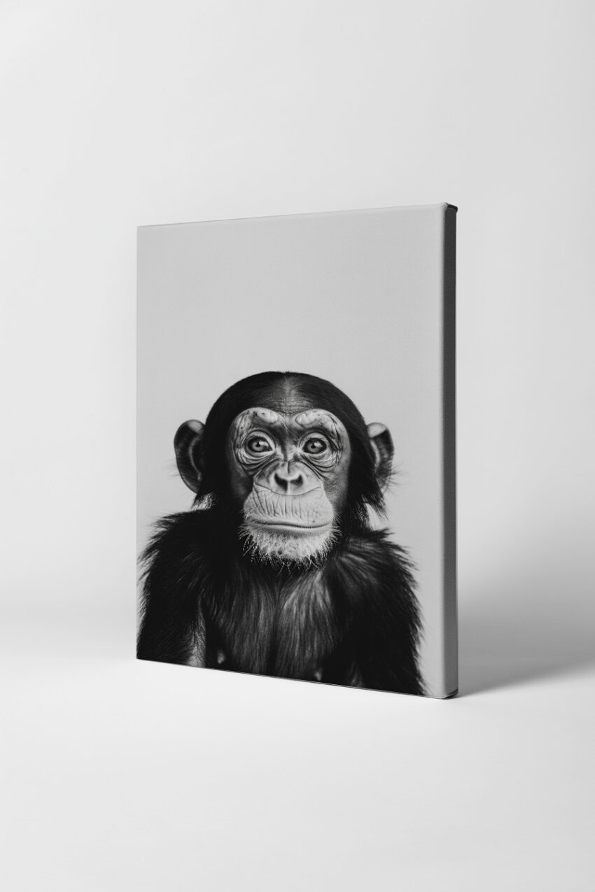 Fotografie Poster Schimpanse detail schwarzweiß