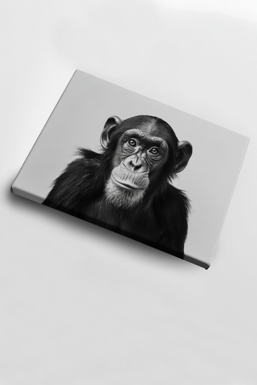 Fotografie Poster Schimpanse Nahaufnahme schwarz-weiß realistisch