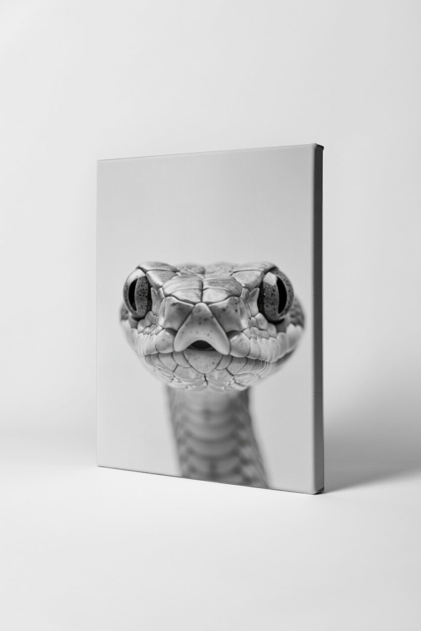 Fotografie Poster Schlange Kopf schwarz-weiß Nahaufnahme