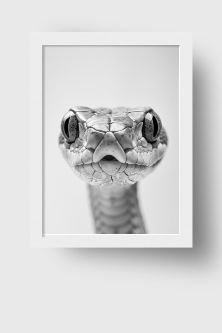 Fotografie Poster Schlange Kopf schwarz-weiß Nahaufnahme