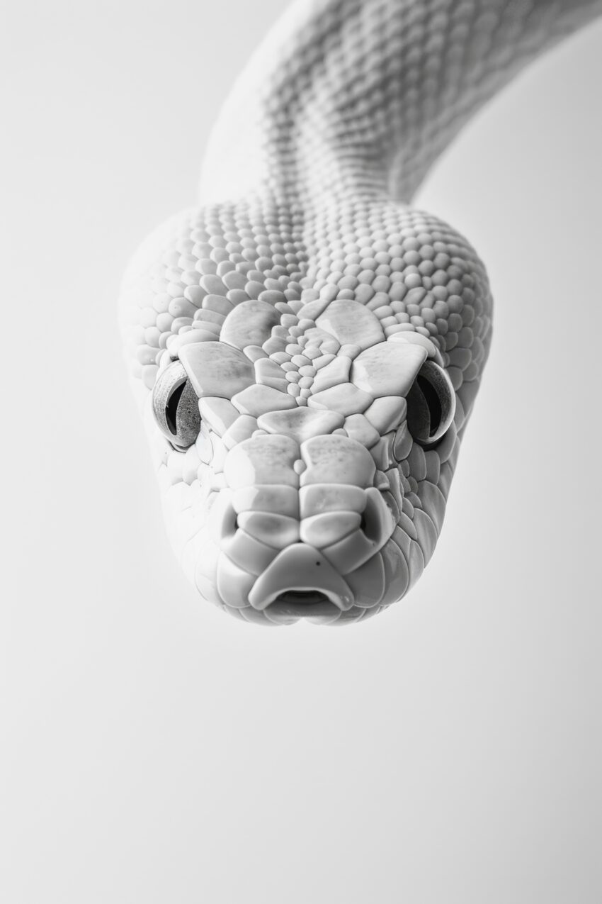 Fotografie Poster Schlange frontal schwarz-weiß minimal