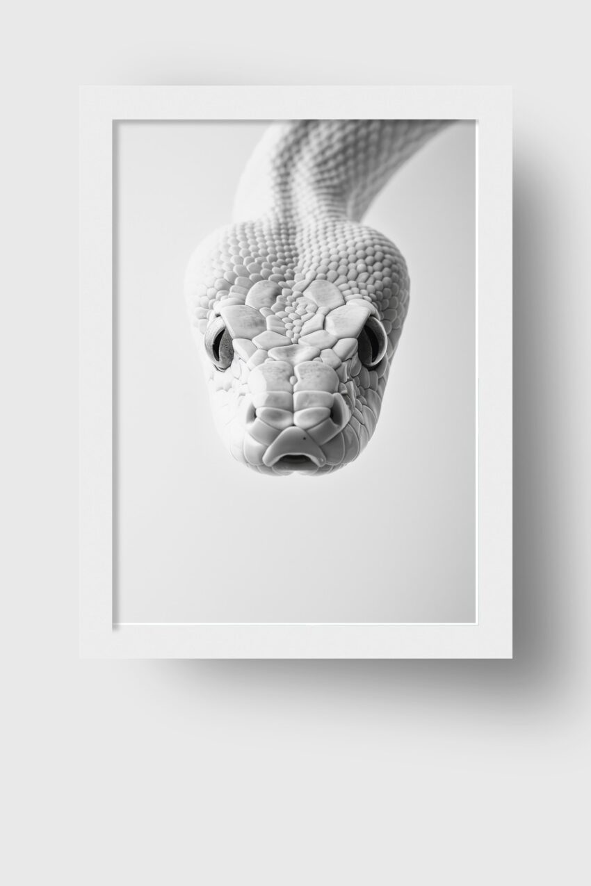 Fotografie Poster Schlange frontal schwarz-weiß minimal