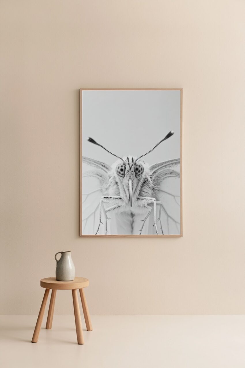 Fotografie Poster Schmetterling frontal monochrom fein detailliert