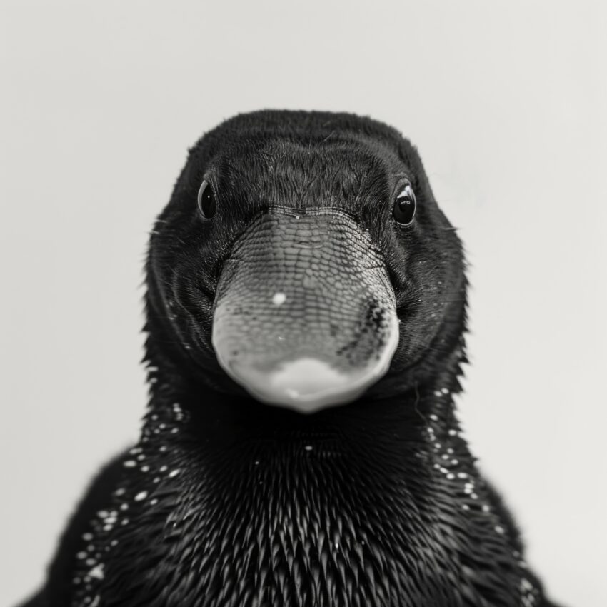 Fotografie Poster Ente Nahaufnahme Schwarz-Weiß detailliert