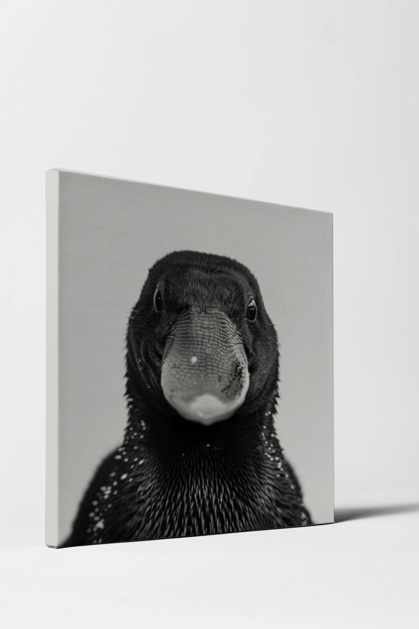 Fotografie Poster Ente Nahaufnahme Schwarz-Weiß detailliert