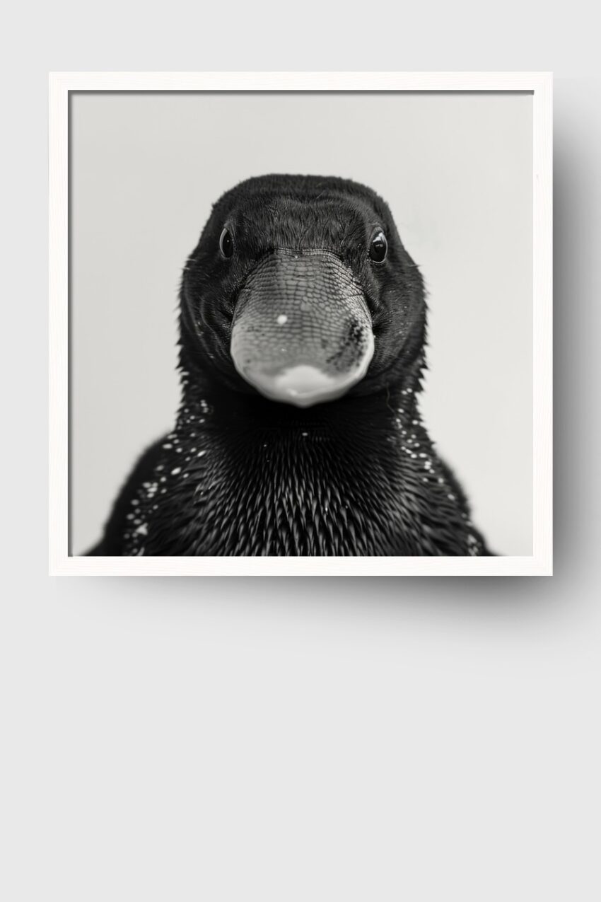 Fotografie Poster Ente Nahaufnahme Schwarz-Weiß detailliert