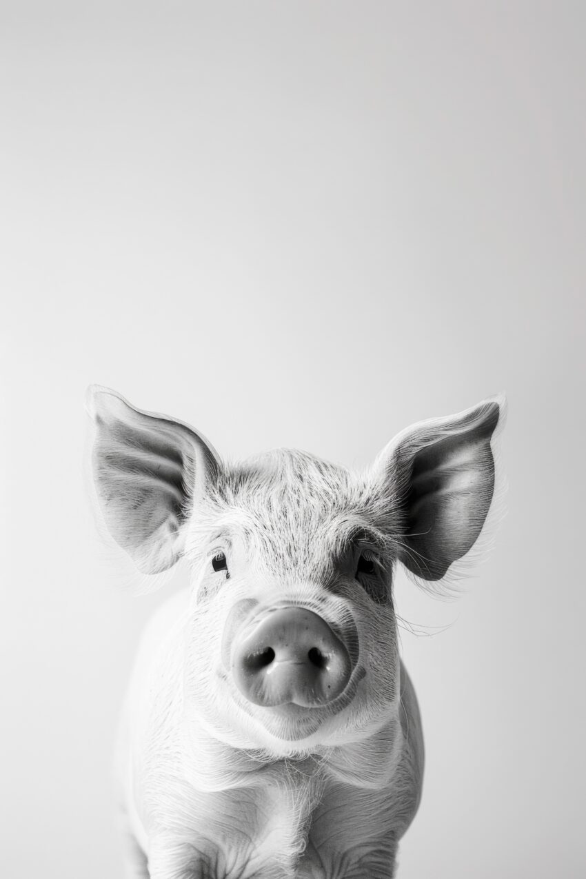 Fotografie Poster Schwein Nase Nah schwarz-weiß