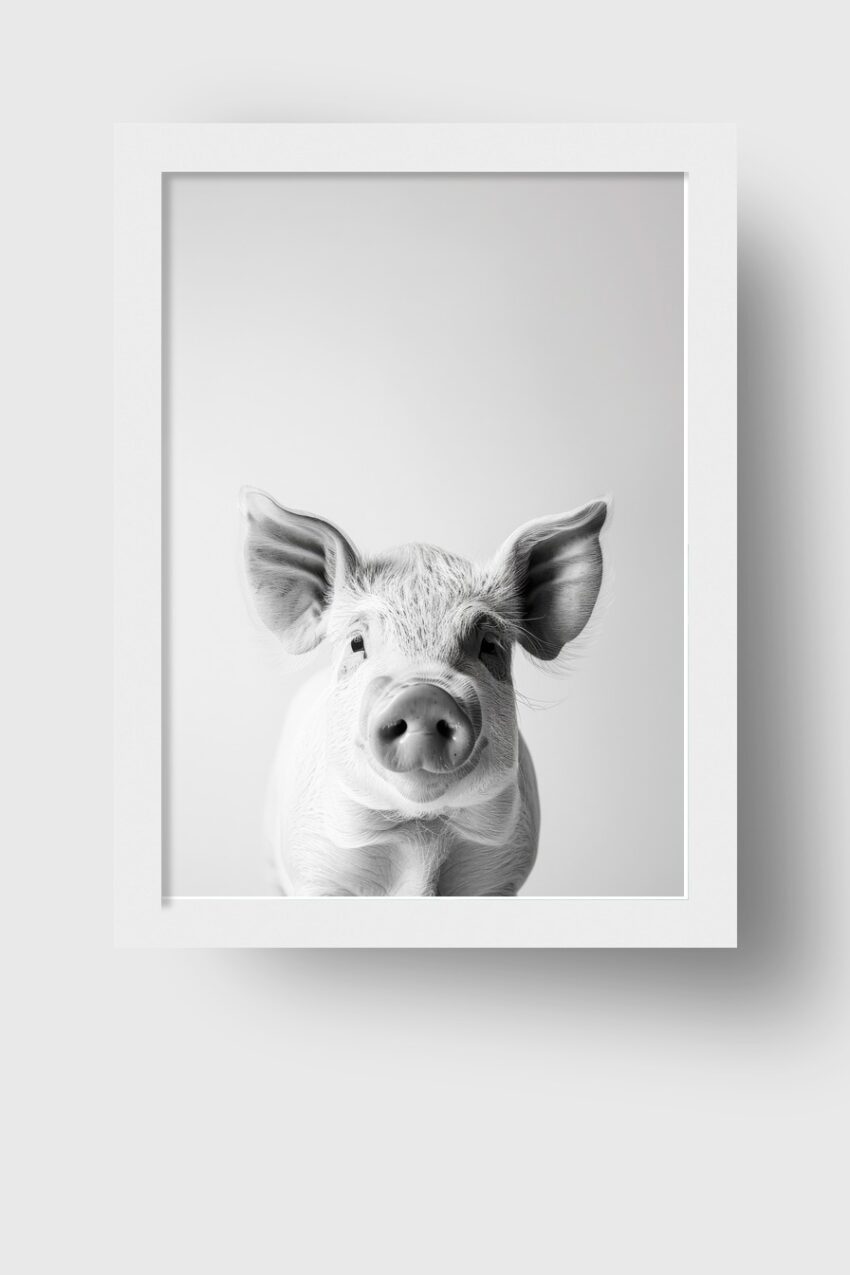 Fotografie Poster Schwein Nase Nah schwarz-weiß