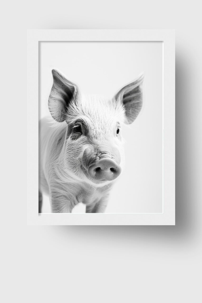 Fotografie Poster Schwein Nase Nah schwarz-weiß klar